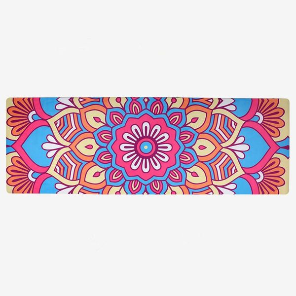 

yoga mats suede mat 72 x 24 inch beautiful pattern & absorb sweat, pilates floor non slip eco-friendly exercise for yoga,