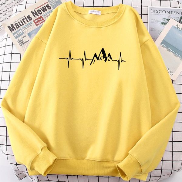 

men's hoodies & sweatshirts funny mountain ecg printed male simple loose hoodie autumn warm fleece hoody hipster crewneck pullover wom, Black