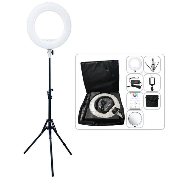 

yidoblo ax-480dii bluetooth app control ring lamp 2800k-9900k camera po/studio/phone 18\" 240 pcs led light flash heads