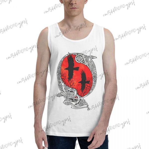 

men' tank playera sin manga hombre norse mythology viking raven gym clothing regata masculina, White;black