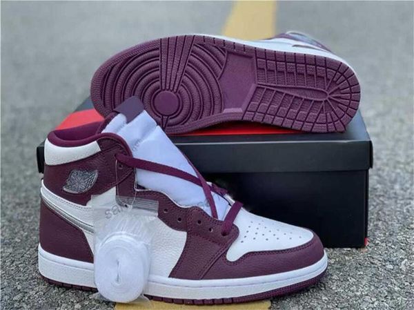 

shoes 1 high og bordeaux men women white metallic silver crafted 555088-611 sports sneakers origingl wzf
