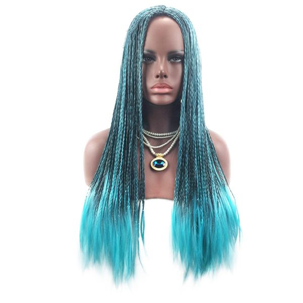 

descendants cosplay wig 3 tones blue grey mix black uma braids long heat-resistant synthetic hair halloween party wig