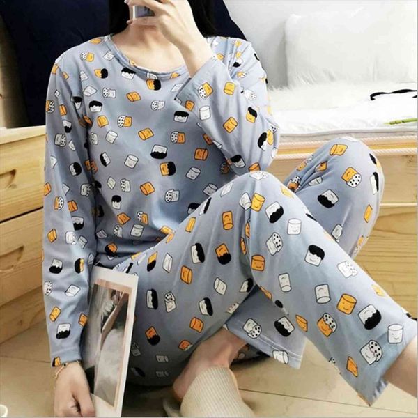 

pajamas cute cotton print womens sleepwears long sleeve pullover trouser suits pijama set comfortable girl homewear home clothes, Black;red