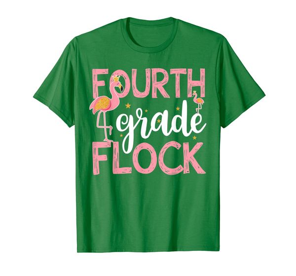 

flamingo 4th fourth grade back to school tshirt women girl, White;black