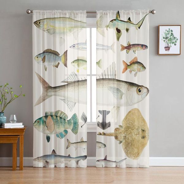 

curtain & drapes marine life retro fish tulle curtains for living room bedroom modern kitchen sheer voile
