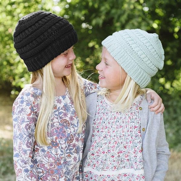 

kids girls boys winter warm simple children's knitted hat personality vertical bar tip baby sweater woolen 2021 caps & hats, Yellow