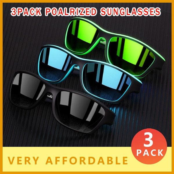 

sunglasses 3 pack fashion polarized men sports style design outdoor fishing sun glasses lightweight frame uv400 lens goggles ce, White;black