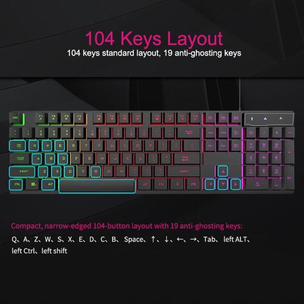 

wired gaming keyboard 104 keycaps gamer key board with backlight rgb keyboards