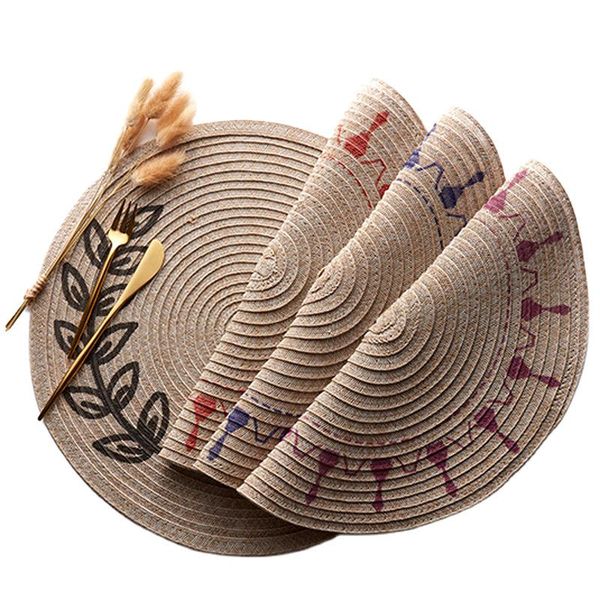 

mats & pads pvc round printed stitch woven table mat heat insulation placemet skid and resistant dinning decoration