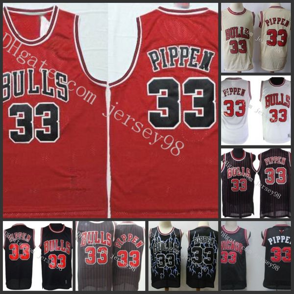 

chicago bulls men #33 scottie pippen black retro basketball jersey