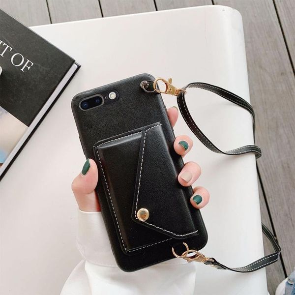 

card holders pocket wallet case with crossbody neck strap lanyard pu leather flip cover slot stand cases j60d, Brown;gray