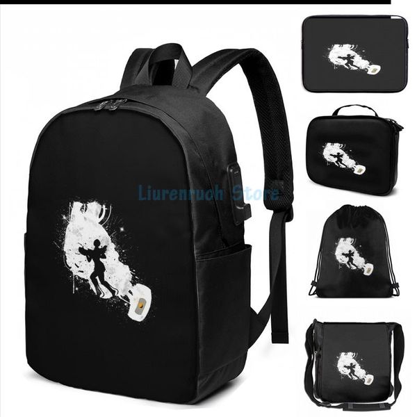 

funny graphic print still alive (white ver.) usb charge backpack men school bags women bag travel laptop