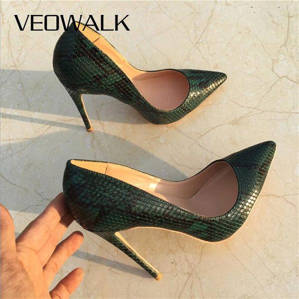 

dress shoes veowalk classic snake pattern embossed women extremely high heels ladies stiletto pumps woman slip on evening, Black