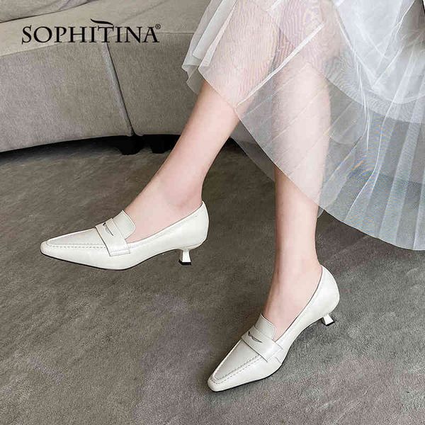 

sophitina loafer shoes women fashion essential square toe shoes spring autumn handmade strange style heel female pumps ao383 210513, Black