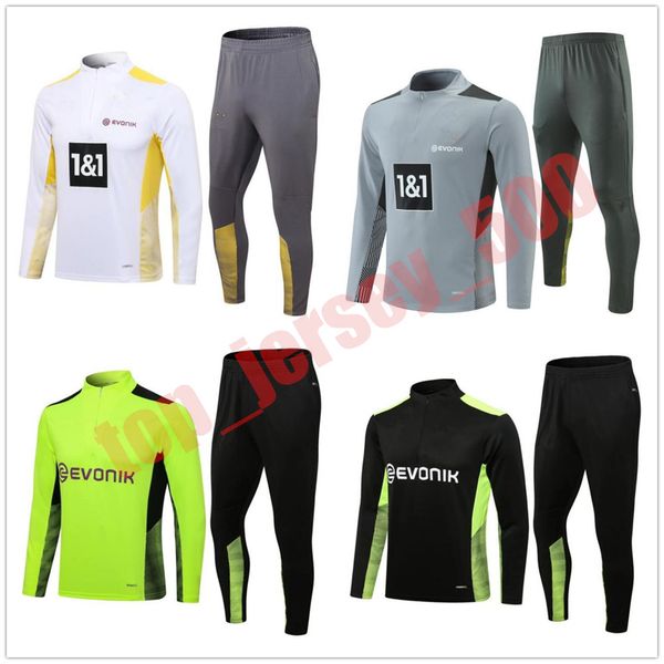 

2021 2022 borussia tracksuit jacket soccer sets half zipper dortmund training suit football set survetement men tracksuit, Black