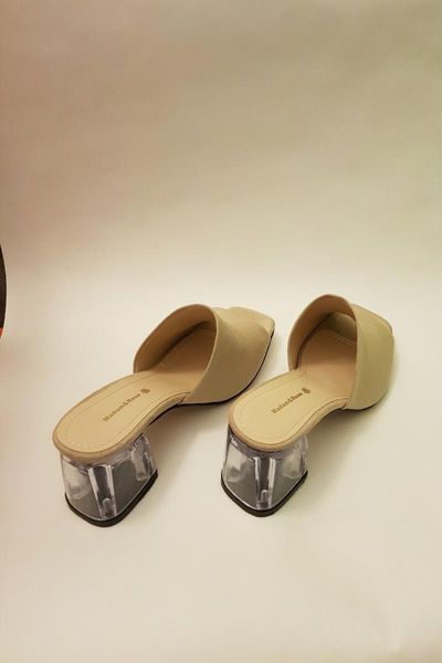 

slippers women's beige high-heeled, Black