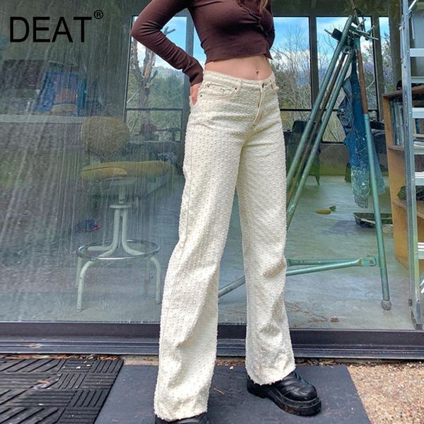 

[seat] high waist wide leg jeans new loose women white washed hole button fly pockets trousers fashion tide summer 7e0362 210428, Blue
