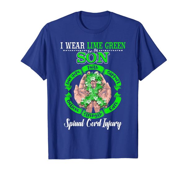 

i wear lime green for my son spinal cord injury support tee, White;black
