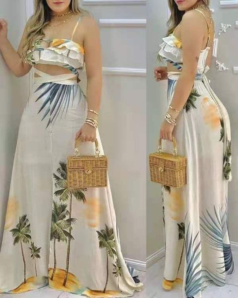 

women's tracksuits 2021 summer fashion casual sling skirt suit, Gray
