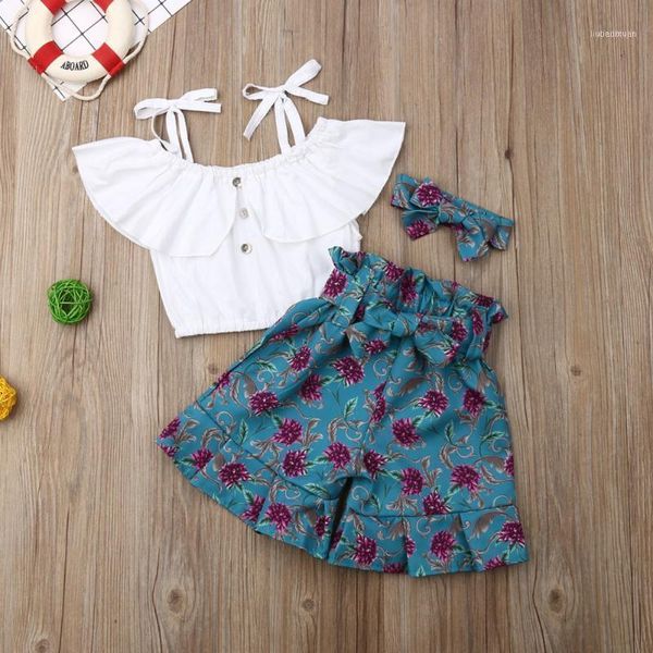 

clothing sets for kids toddler baby girl clothes t-shirt + pants with headband 3pcs floral outfits set1, White