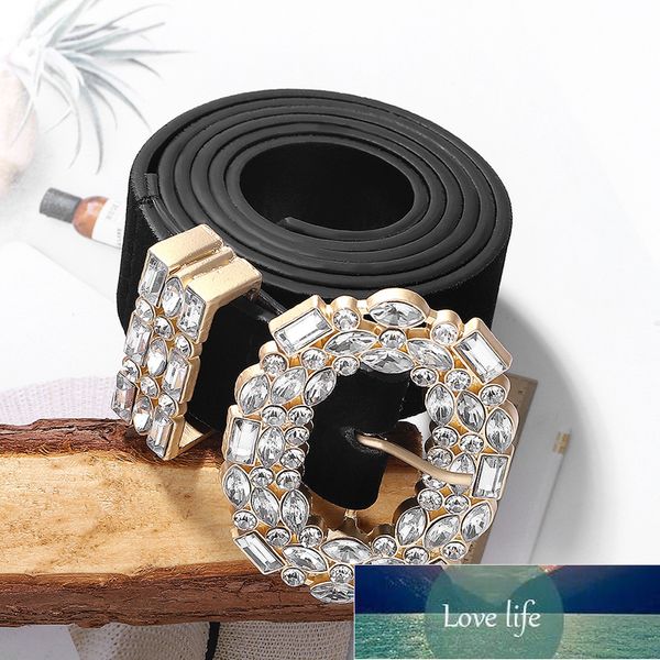 Cinturon Mujer Luxury Designer Big Strass Belts para Mulheres Preto Couro Cintura Jóias Corrente de Ouro Cinto Rhinestone Diamante Moda Fábrica Preço Especialista