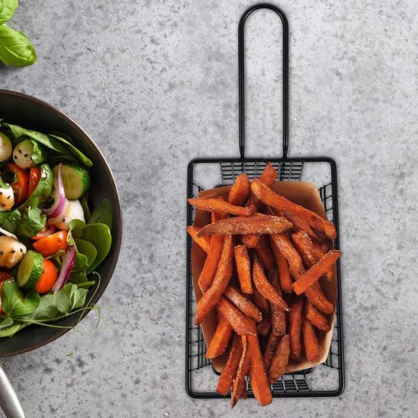 

storage baskets iron chip serving fried basket snack with handle