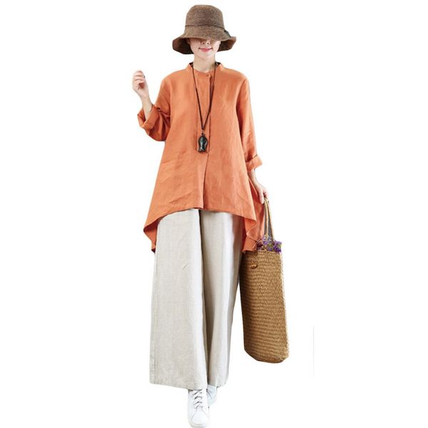 

qrwr 2021 fashion spring autumn wide leg pants high waist cotton linen casual vintage pants loose straight oversized pants women, Black;pink