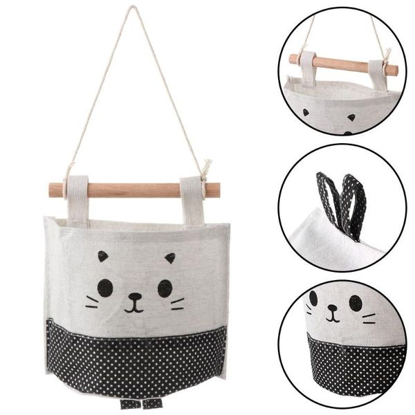 

storage boxes & bins with lanyard cotton and linen space saver bedside container organizer pouch wall-mounted bag hanging