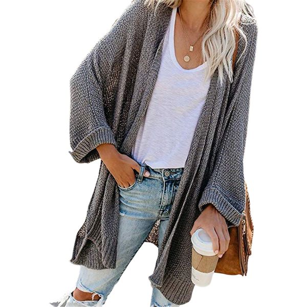 

new winter retro plus size ladies mid-length solid color knitted cardigan sweater women, Black;brown