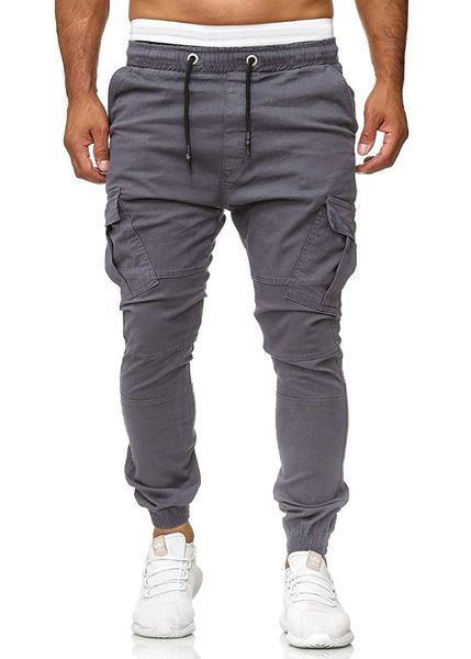 

men casual jogger slim fit pants solid drawsting urban straight leg trouser pocket pencil long men's, Black