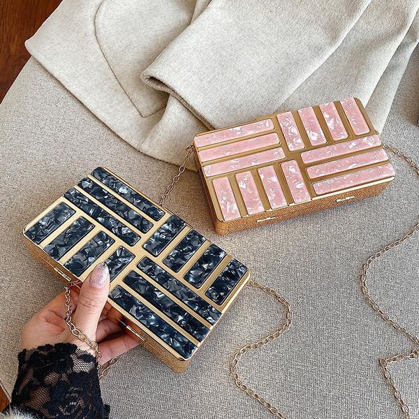 

evening bags stone pattern crossbody messenger wedding party box women's girl fashion shoulder chain handbags purse clutches1 hwly
