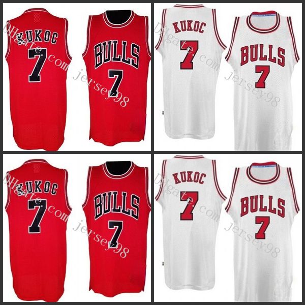

chicago bull men 7 toni kukoc retro basketball jersey, Black