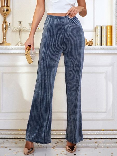 

high waist velvet flare leg pants y08g#, Black;white