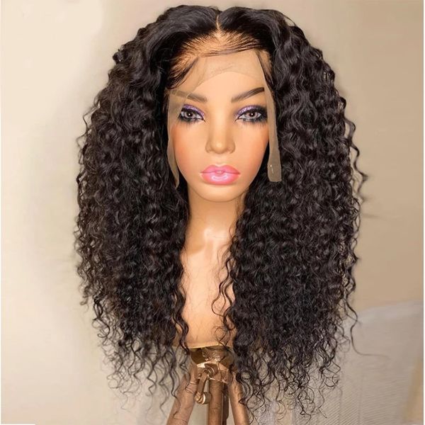 

black pre-lace polyester wig, straight hair, big waves, curly wigs, Black;brown
