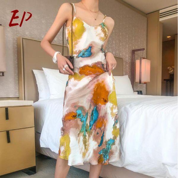 

summer female fashion print vintage dress for women square collar spaghetti strap high waist slim dresses casual, Black;gray