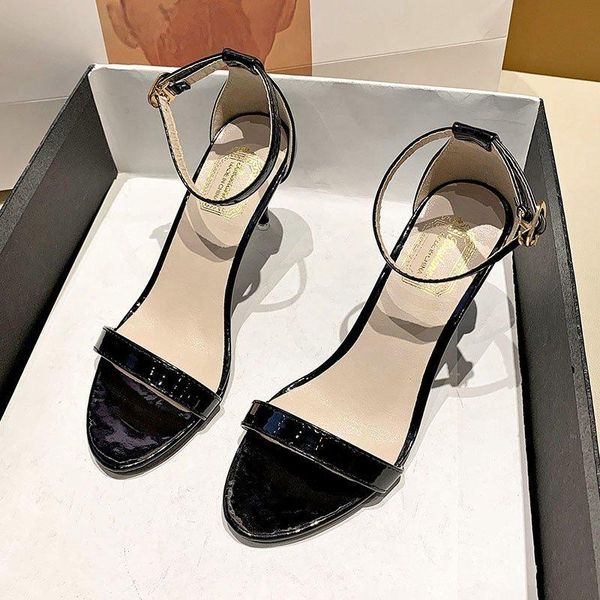 

sandals women summer shoes fashion white peep-toe high heels ankle buckle strap back pumps wedding party dress, Black