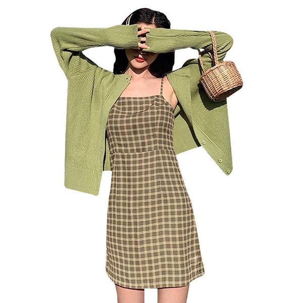 

casual dresses plaid print summer dress women green y2k sleeveless boho beach party backless spaghetti strap mini vestidos, Black;gray