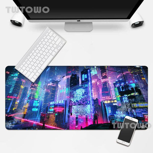 

mouse pads & wrist rests neon synthwave buildings comfort mat keyboard pad desklapnon-slip computer mice pc desk