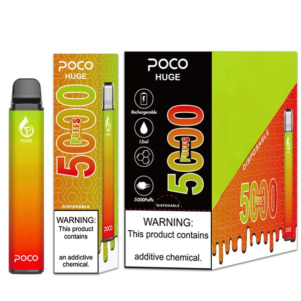 Amostra grátis V5 Grade Original 5000 puffs Cigarette Poco Enorme Descartável Vape Pen Recarregável 15ML 8 Color Device Mais Recente Vapor pen