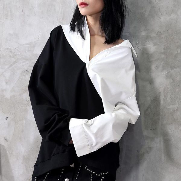 

design cotton loose full jacket medium long blouse women women's blouses & shirts, White