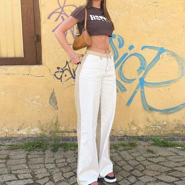 

women's jeans high waist clothes wide leg street retro elastic quality 2021 fashion harajuku straight pants, Blue