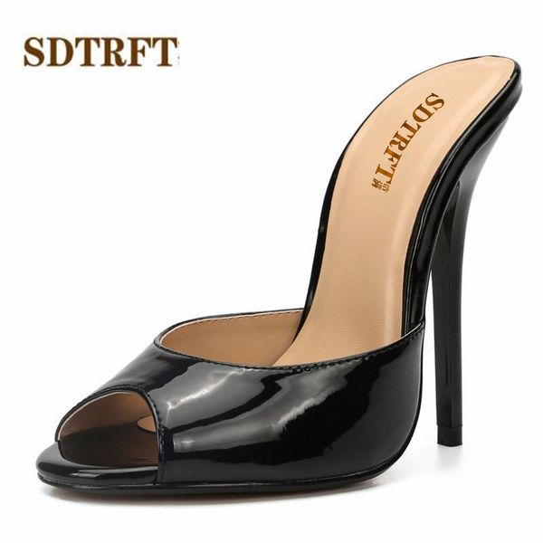 

dress shoes sdtrft plus:45 46 47 48 49 50 summer slingbacks sandals ladies stilettos 14cm thin high-heeled woman peep toe pumps, Black