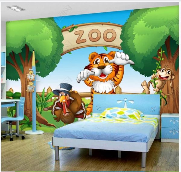 Foto personalizzate Sfondi per pareti 3D murale carta da parati moderno carino cartone animato foresta animale foresta per bambini murali sfondo carte da parete decorazione della casa
