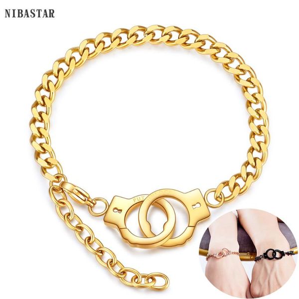 

charm bracelets selling simple personality titanium steel handcuff bracelet stainless couple for women men, Golden;silver