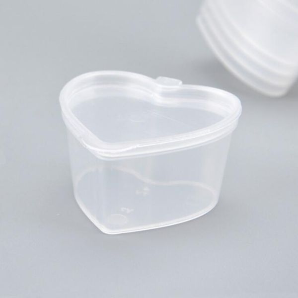 500pcs 45ml PP cuore quadrato a forma di scatola di condimento tazza di degustazione usa e getta salsa di insalata da asporto tazze di imballaggio