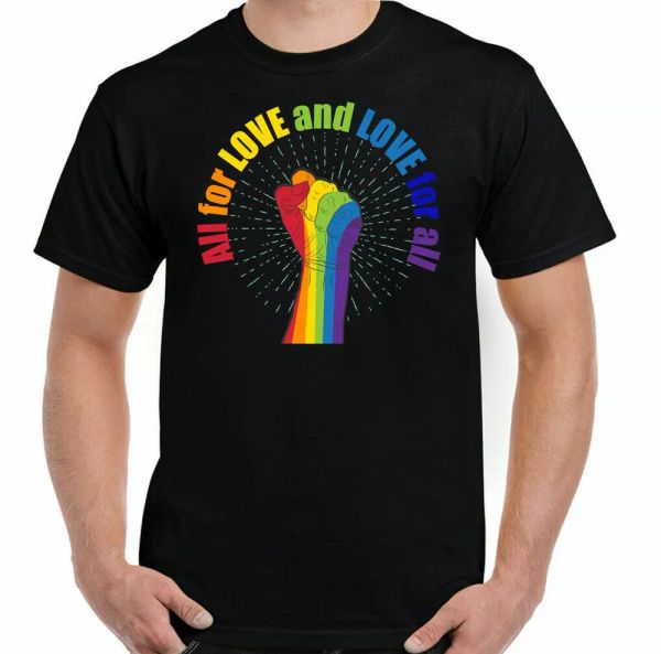 

lgbt t-shirt gay pride all for love peace equality lesbian, White;black