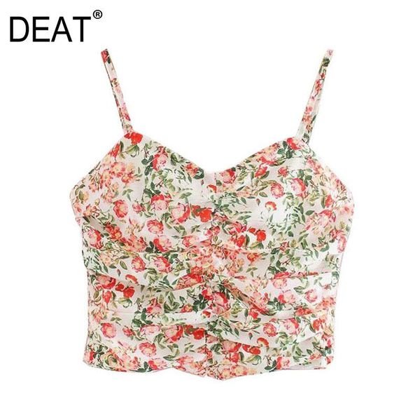 

[deat] temperament elegant women folds printing sleeveless sling 2021 autumn spring fashion tide 13c284 women's tanks & camis, White