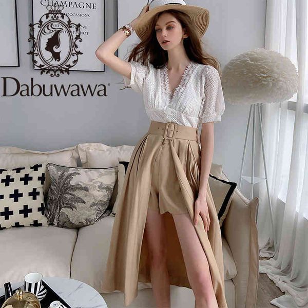 

dabuwawa streetwear solid belted split hem skirts women summer high waist flared asymmetrical long skirt female dn1bsk013 210520, Black