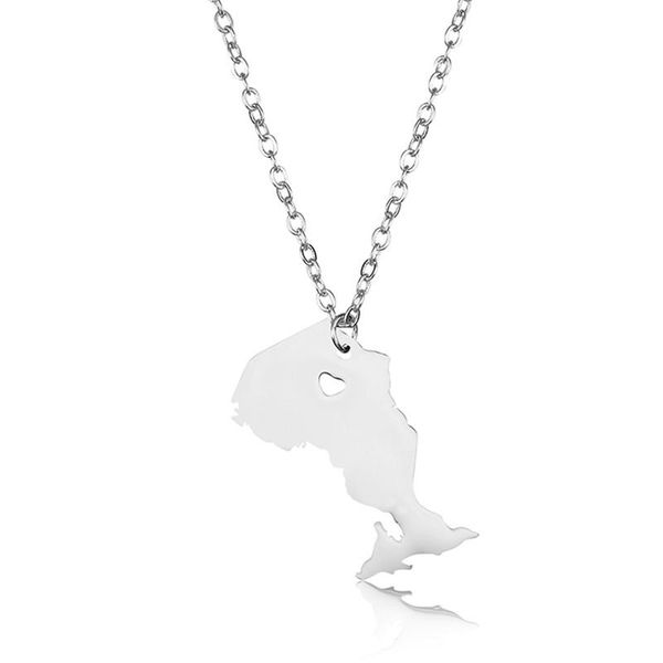 

pendant necklaces elfin 304 stainless steel ontario map necklace canada heart women jewellery, Silver