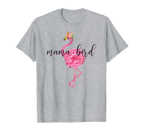 

flower pink mama bird momma flamingo summer sea 2019 floral t-shirt, White;black